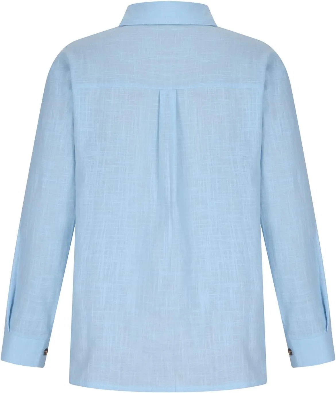 Linen Shirts for Women Long Sleeve Button Down T Shirts Dressy Casual Tops Solid Casual Work Blouses with Pocket