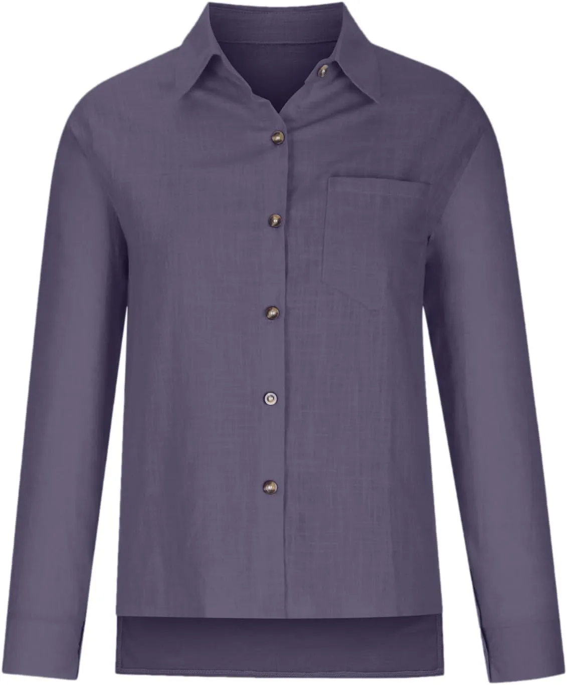 Linen Shirts for Women Long Sleeve Button Down T Shirts Dressy Casual Tops Solid Casual Work Blouses with Pocket
