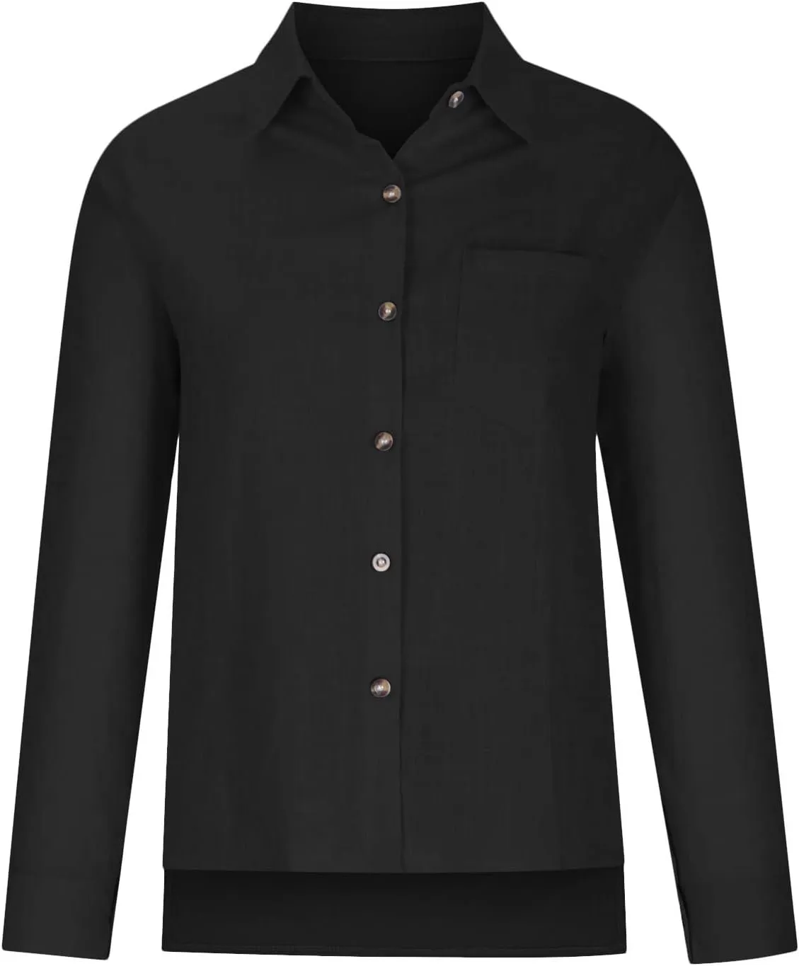 Linen Shirts for Women Long Sleeve Button Down T Shirts Dressy Casual Tops Solid Casual Work Blouses with Pocket