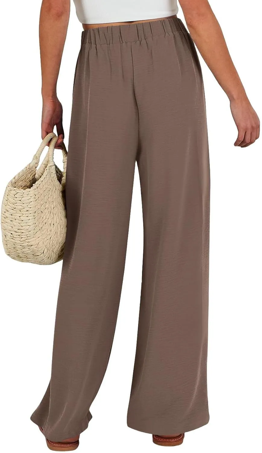 Linen Wide Leg Pants Womens Summer Pants Lightweight Plus Size Button Beach Cotton High Waisted Palazzo Trousers