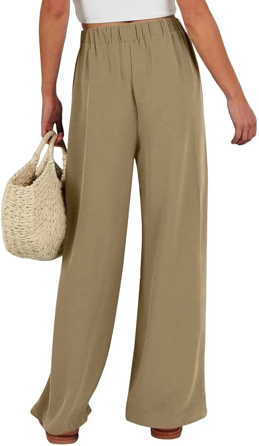 Linen Wide Leg Pants Womens Summer Pants Lightweight Plus Size Button Beach Cotton High Waisted Palazzo Trousers