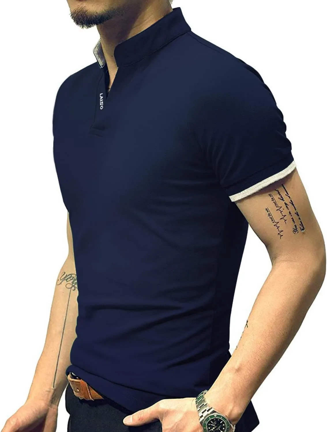 LOGEEYAR Mens Fashion Polo Henley Shirts Short/Long Sleeve Casual T-Shirts Slim Fit Cotton Polo Shirts for Men