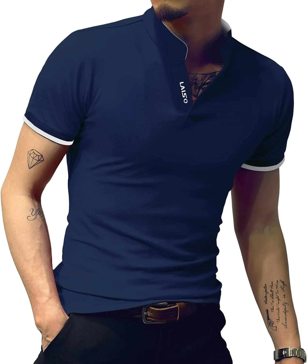 LOGEEYAR Mens Fashion Polo Henley Shirts Short/Long Sleeve Casual T-Shirts Slim Fit Cotton Polo Shirts for Men