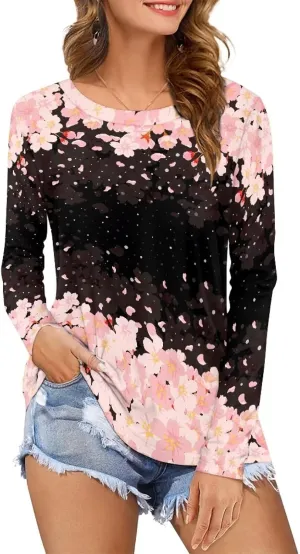 Long Sleeve Workout Shirts for Women Moisture Wicking Crewneck Athletic T-Shirts Running Outdoor Tops