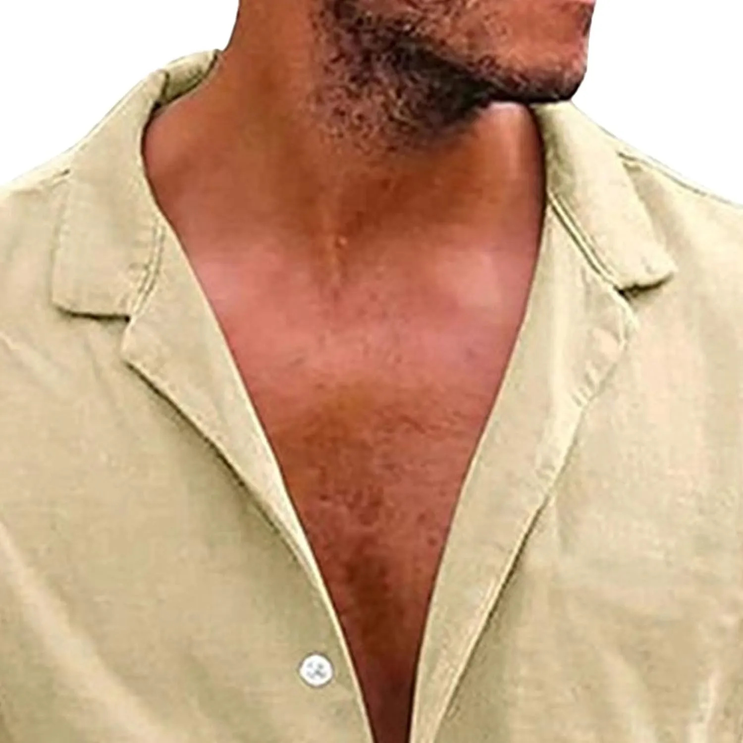 Maiyifu-GJ Mens Short Sleeve Button Down Shirts Summer Casual Cotton Linen Shirt Lightweight Breathable Dress Shirts