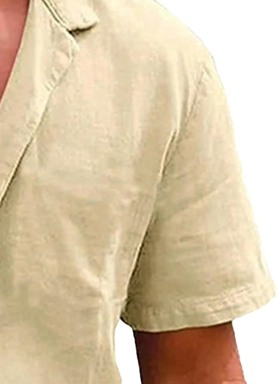 Maiyifu-GJ Mens Short Sleeve Button Down Shirts Summer Casual Cotton Linen Shirt Lightweight Breathable Dress Shirts