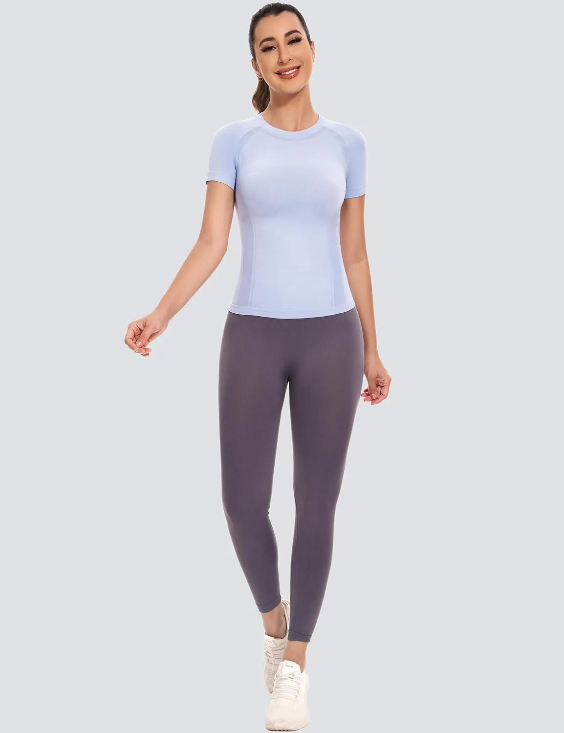 MathCat Short Sleeve Workout Tops for Women,Workout Shirts for Women,Seamless Yoga Athletic Shirts Gym Running Shirts