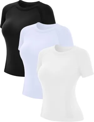 MathCat Short Sleeve Workout Tops for Women,Workout Shirts for Women,Seamless Yoga Athletic Shirts Gym Running Shirts
