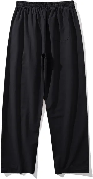 Men Casual Drawstring Pants Cotton Linen Straight Trousers Solid Elastic Waist Outing Travel Pant New Vacation Outfit