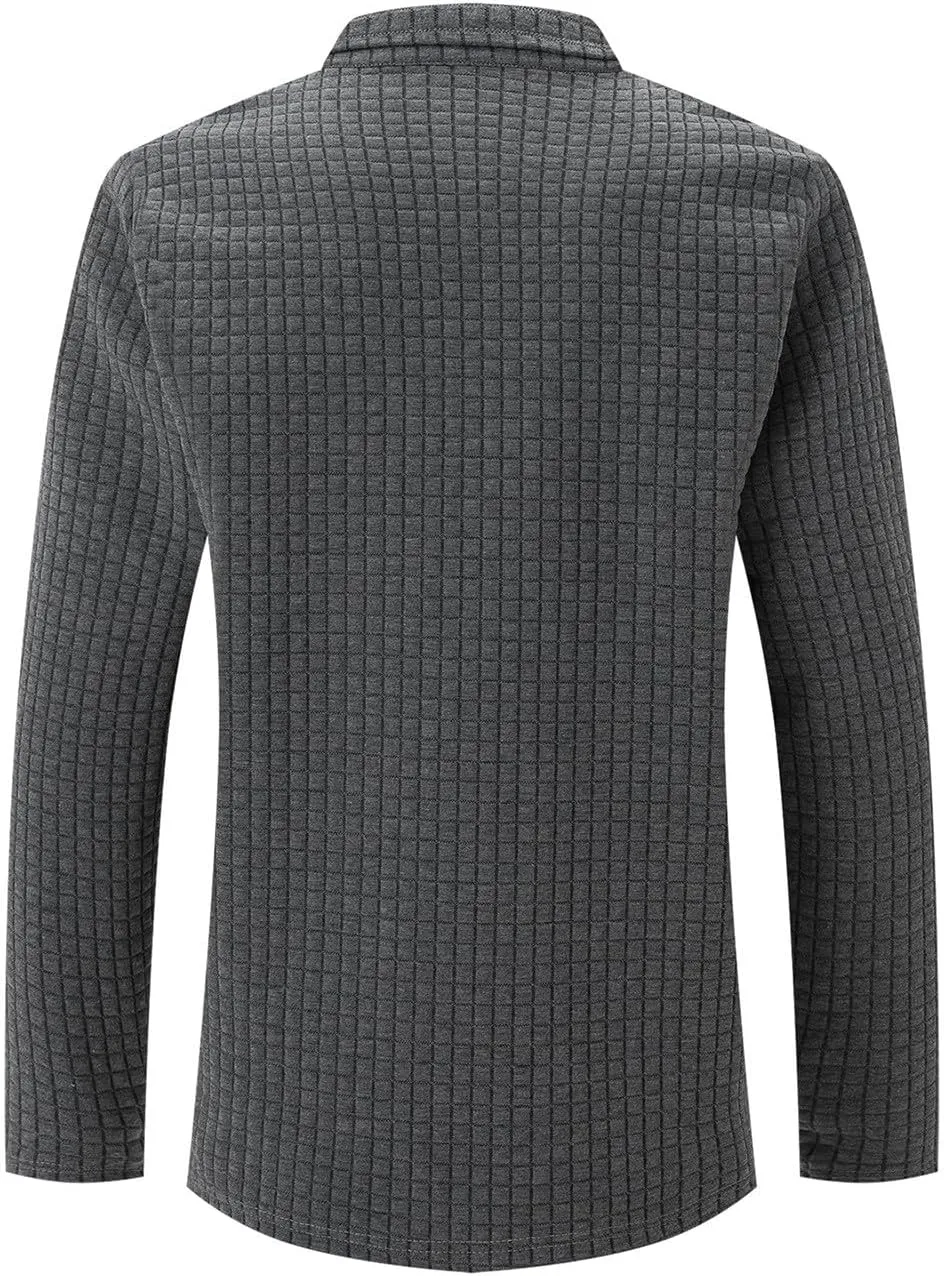 Men Golf Shirts Lapel Pullovers Waffle Classic Polo Shirts Button V-Neck Lounging Holiday Travelling Wears Clothes