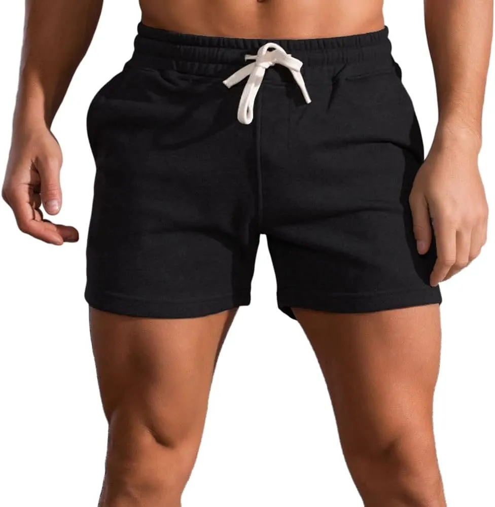 Men's 3 Inch Running Shorts Gym Training Bodybuilding Shorts Breathable Cotton Sports Shorts