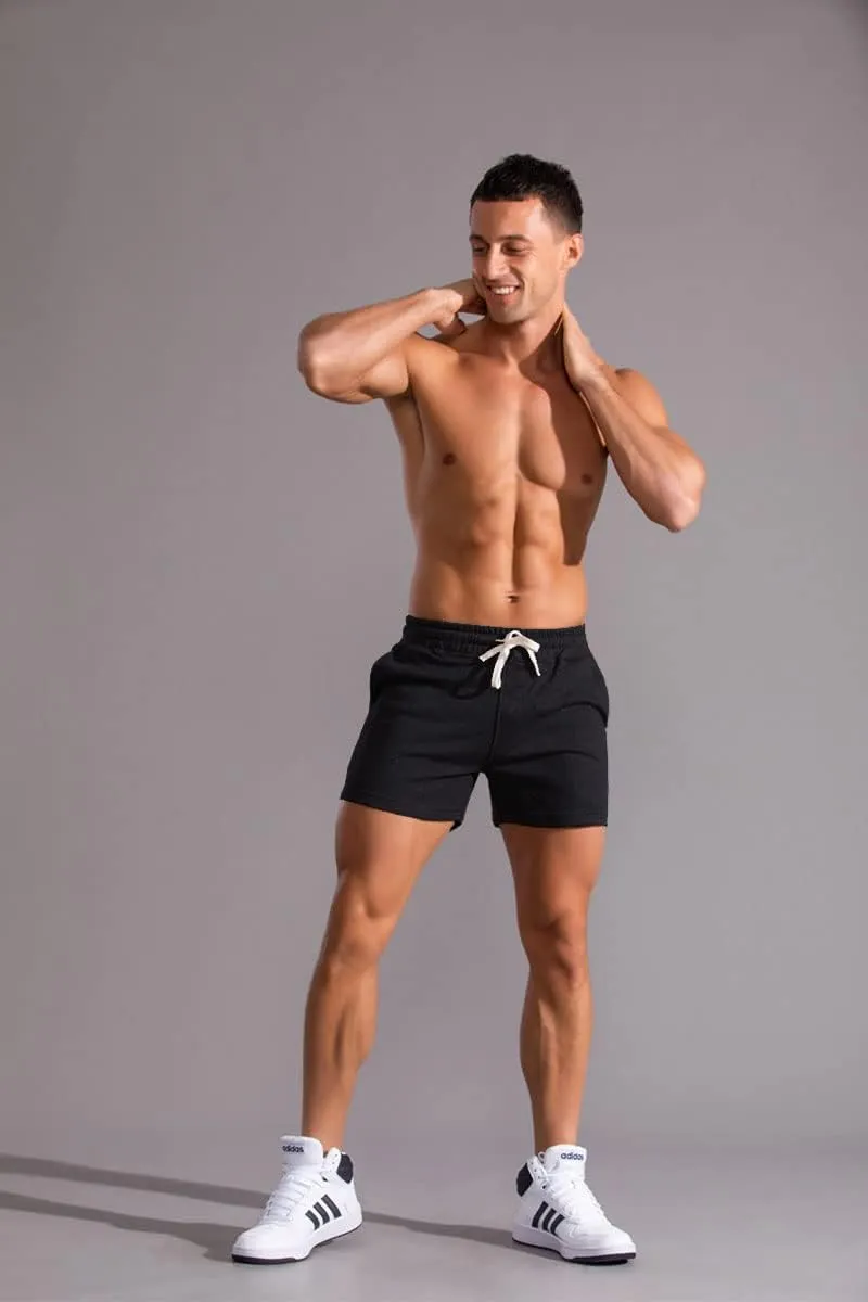 Men's 3 Inch Running Shorts Gym Training Bodybuilding Shorts Breathable Cotton Sports Shorts