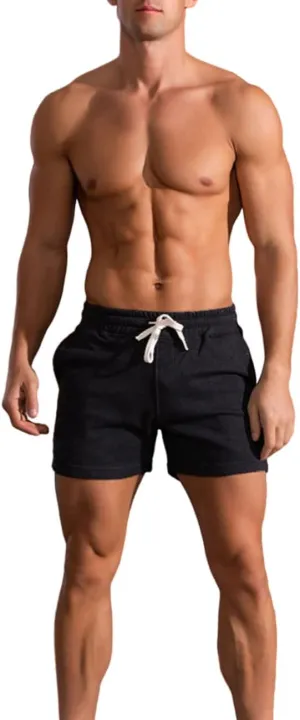 Men's 3 Inch Running Shorts Gym Training Bodybuilding Shorts Breathable Cotton Sports Shorts