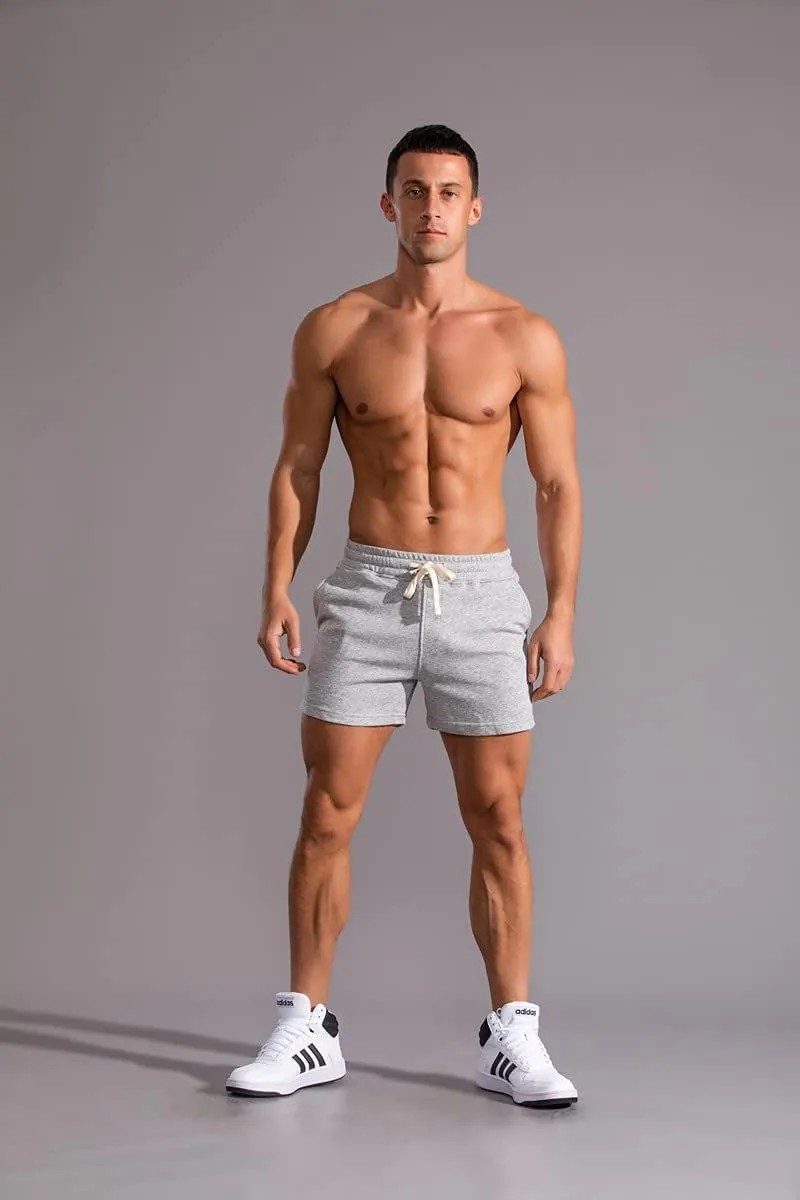Men's 3 Inch Running Shorts Gym Training Bodybuilding Shorts Breathable Cotton Sports Shorts