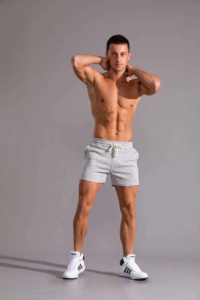 Men's 3 Inch Running Shorts Gym Training Bodybuilding Shorts Breathable Cotton Sports Shorts