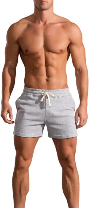 Men's 3 Inch Running Shorts Gym Training Bodybuilding Shorts Breathable Cotton Sports Shorts