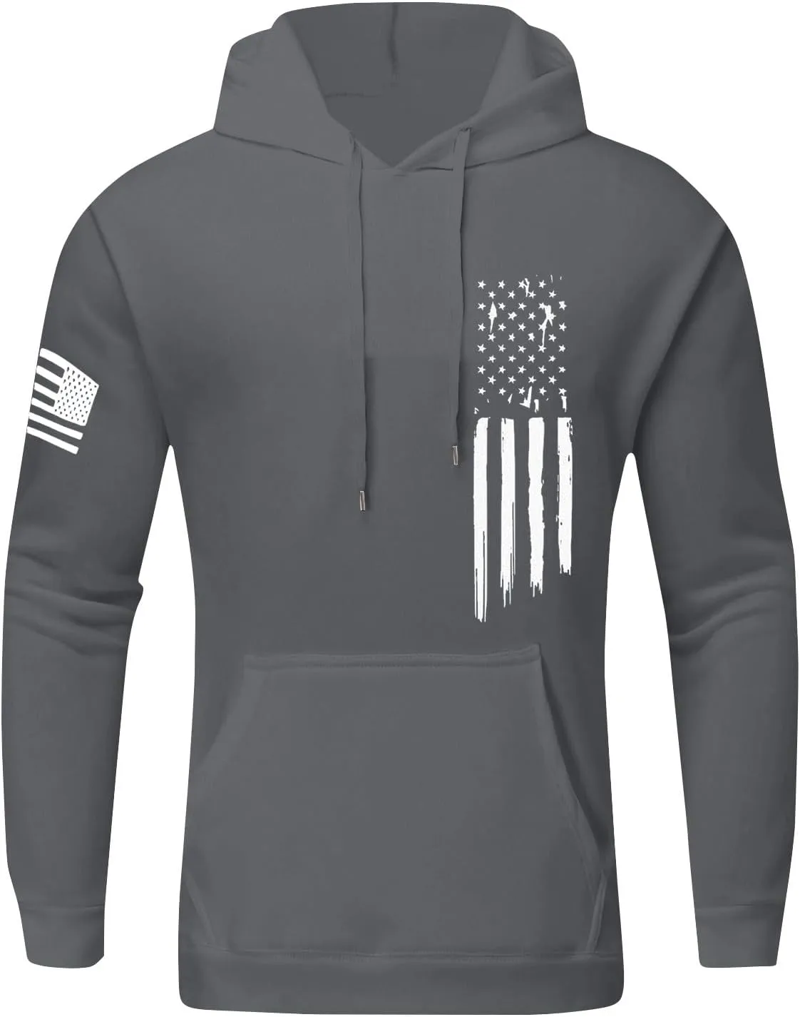 Men's Big and Tall Hoodie Causal Long Sleeve Drawstring Hooded Sweatshirts Trendy American Flag Print Pullover Tops