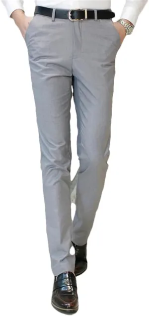 Men's Business Office Suit Pants Solid Color Pants Formal Wedding Dress Trousers