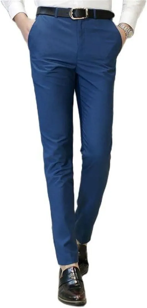 Men's Business Office Suit Pants Solid Color Pants Formal Wedding Dress Trousers