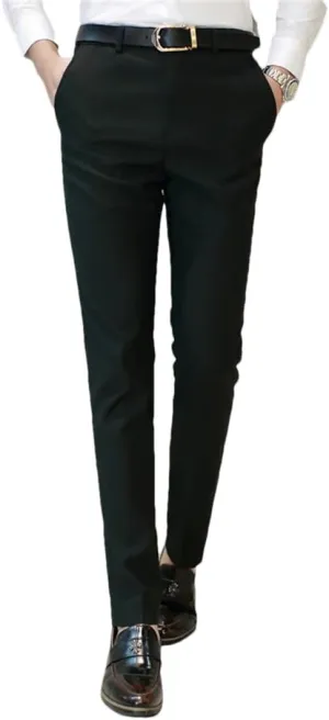 Men's Business Office Suit Pants Solid Color Pants Formal Wedding Dress Trousers