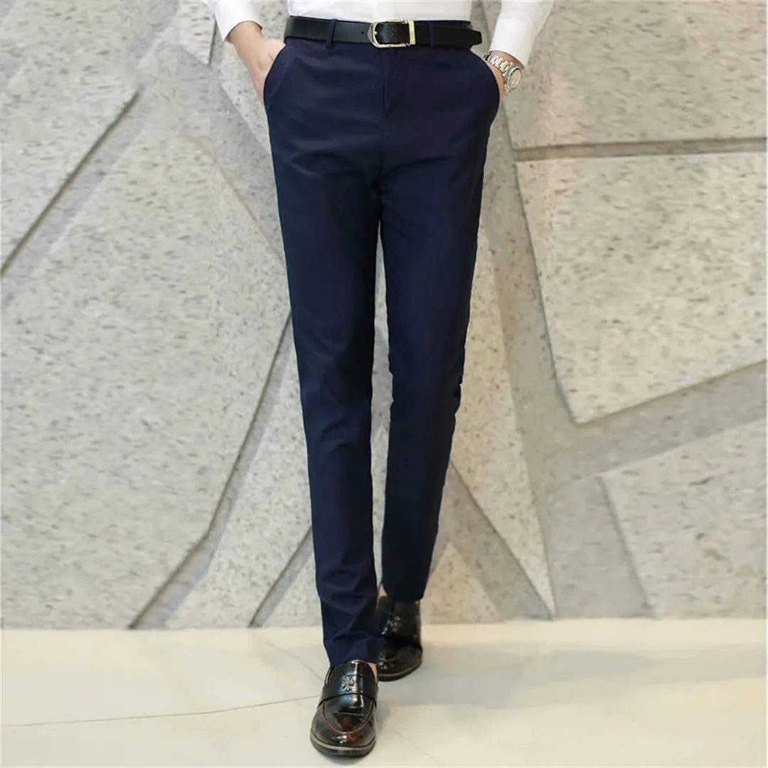 Men's Business Office Suit Pants Solid Color Pants Formal Wedding Dress Trousers