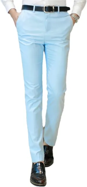 Men's Business Office Suit Pants Solid Color Pants Formal Wedding Dress Trousers