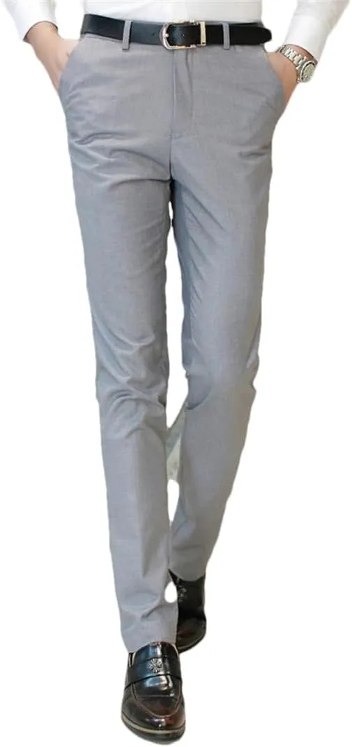 Men's Business Office Suit Pants Solid Color Pants Formal Wedding Dress Trousers
