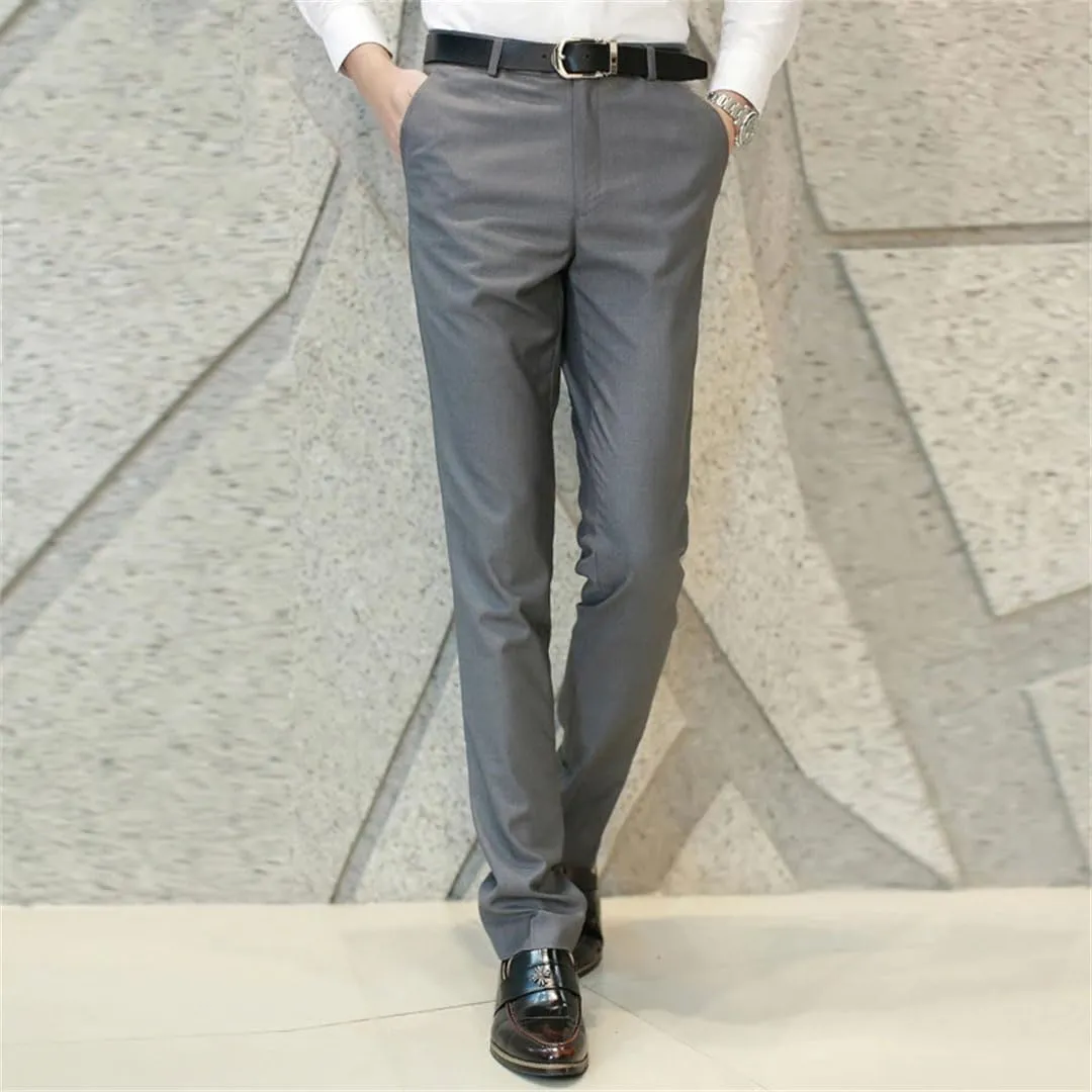 Men's Business Office Suit Pants Solid Color Pants Formal Wedding Dress Trousers