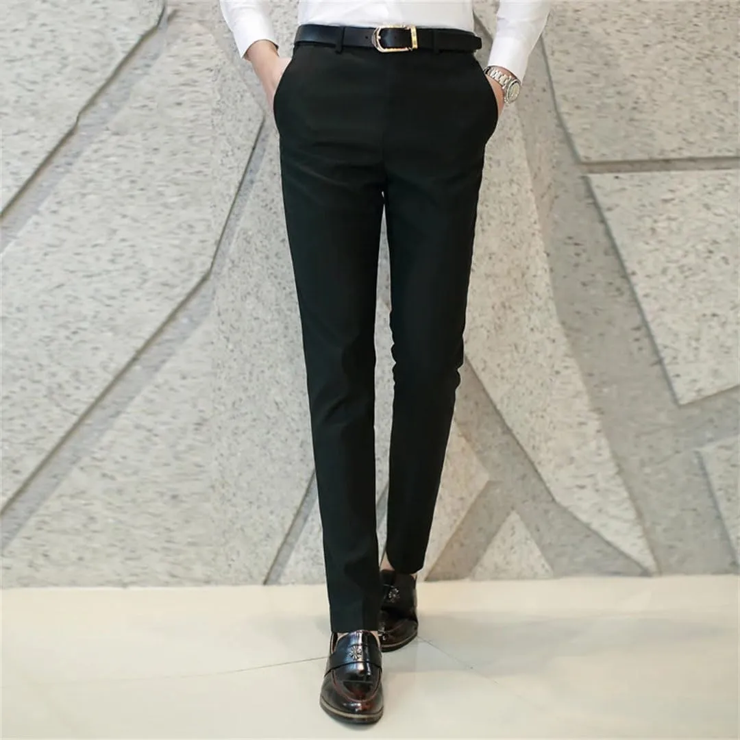 Men's Business Office Suit Pants Solid Color Pants Formal Wedding Dress Trousers