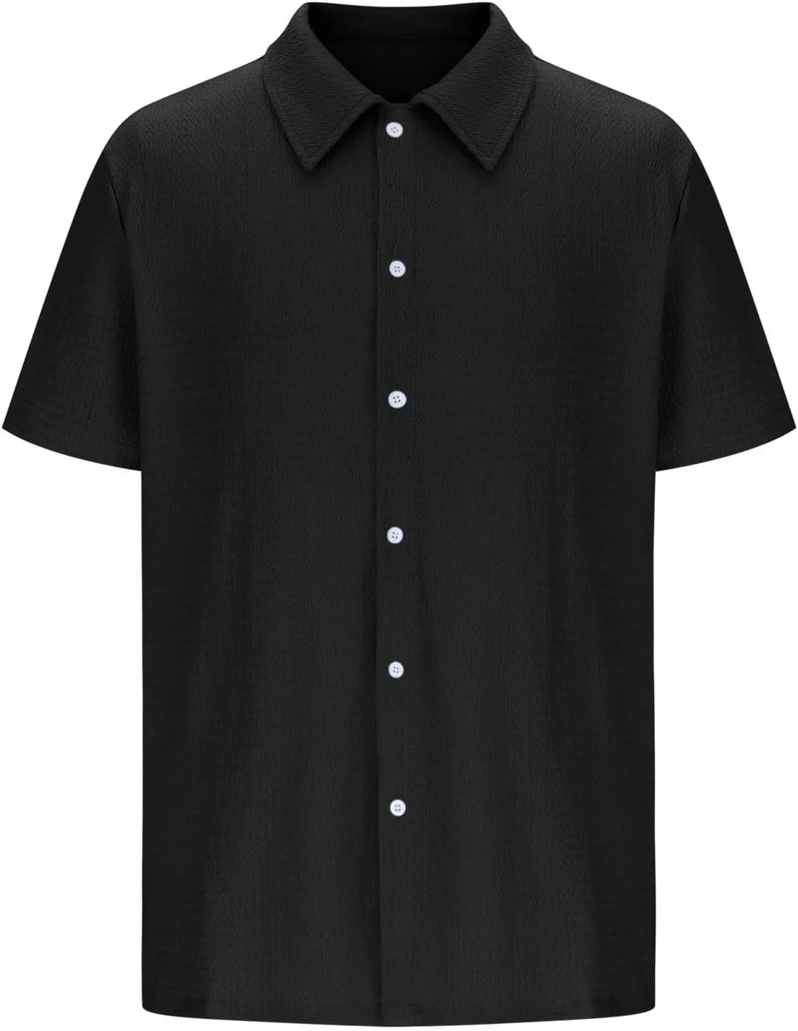 Men's Button Down Short Sleeve Shirts Dressy Casual Lapel Collar Textured Top Summer Beach Vacation Wedding Shirts