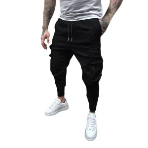 Men's Cargo Jogger Pants Stretch Sweatpants Slim Fit Tactical Pants with Zipper Pockets Casual Trousers Men's Casual Slim Fit Pants Skinny Stretch Dress Slacks #21- Black Medium