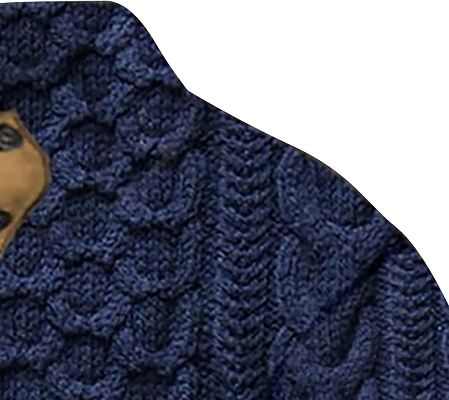 Mens Casual Twist Pattern Pullover Sweatshirts Long Sleeve Cable Knit Sweater Stand Collar Button Up Thermal Pullover