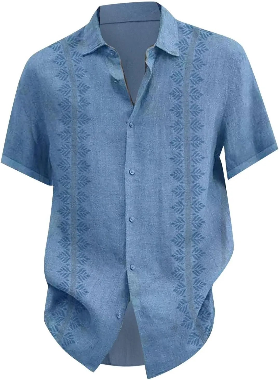 Men's Cuban Guayabera Shirts Casual Button Down Short Sleeve Loose Fit Big and Tall Dress Shirts Summer Casual