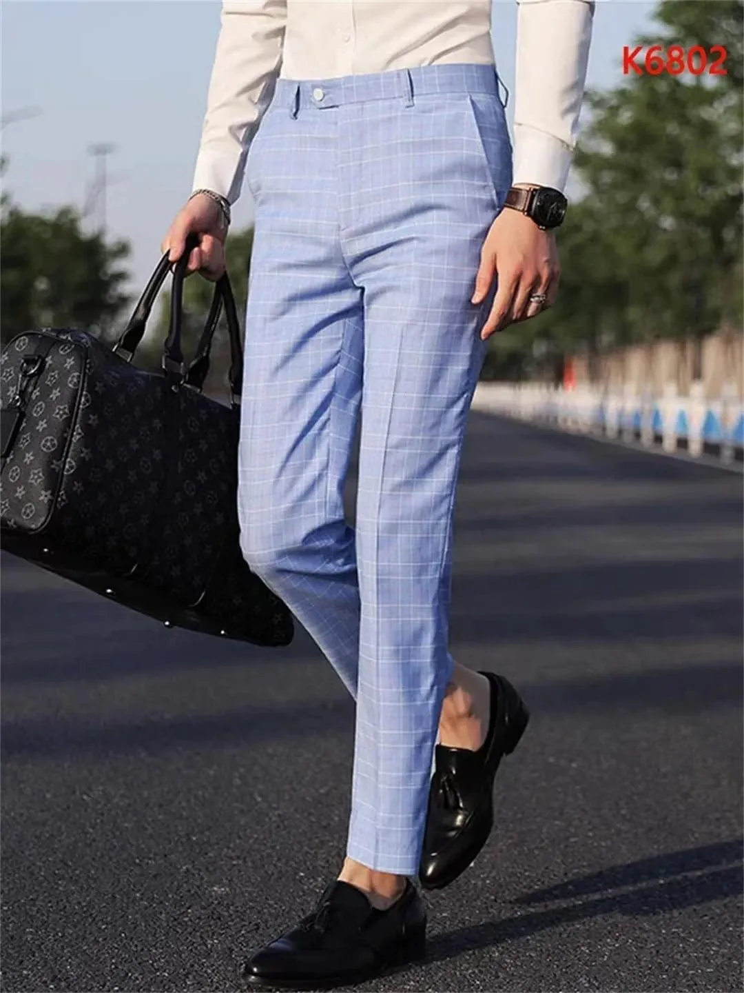 Men's Formal Business Office Suit Pants Groom Wedding Dress Trousers