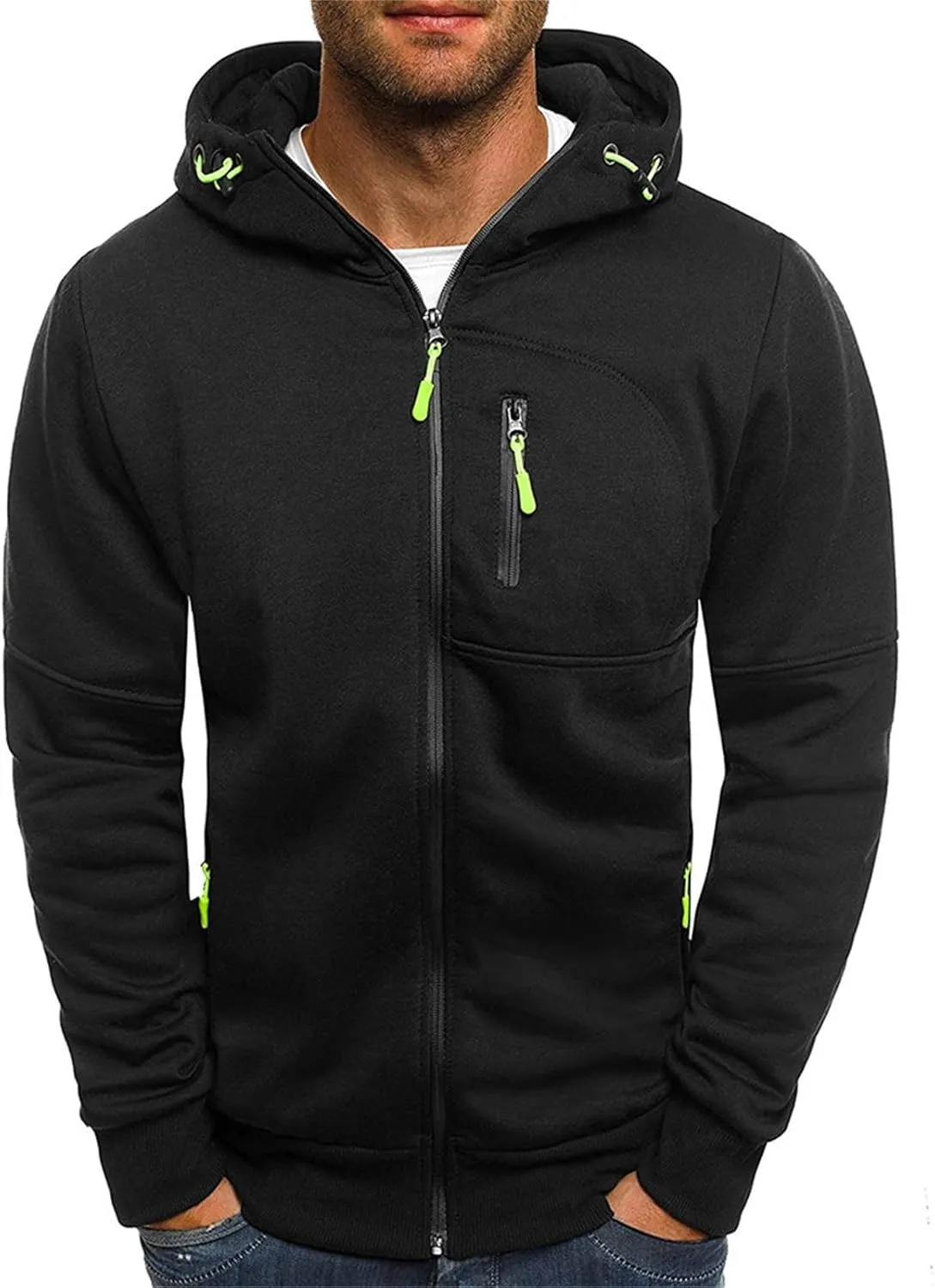Men's Full Zip Heavyweight Hoodie Men's Spring And Autumn Long Sleeve Half Zip Sportswear Men's Pullover Club Hoodie