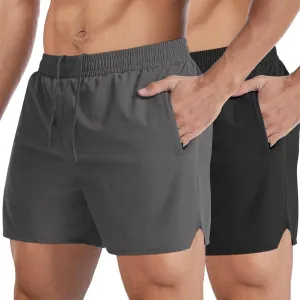 Men's Gym Workout Shorts with Zipper Pockets - 5" Lightweight Running Athletic Shorts Bodybuilding Training
