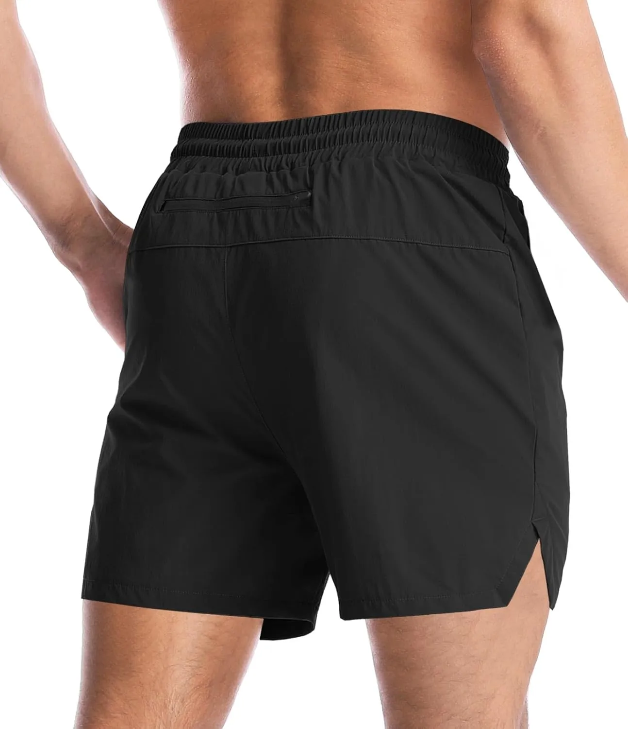 Men's Gym Workout Shorts with Zipper Pockets - 5" Lightweight Running Athletic Shorts Bodybuilding Training