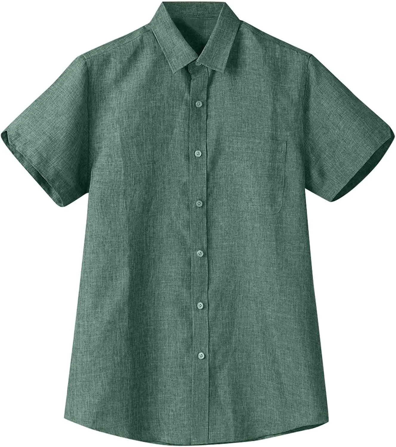 Mens Hawaiian Shirts Short Sleeve Cotton Lined Button Down Shirt Summer Solid T Shirts Beach Collared Tops with Pocket
