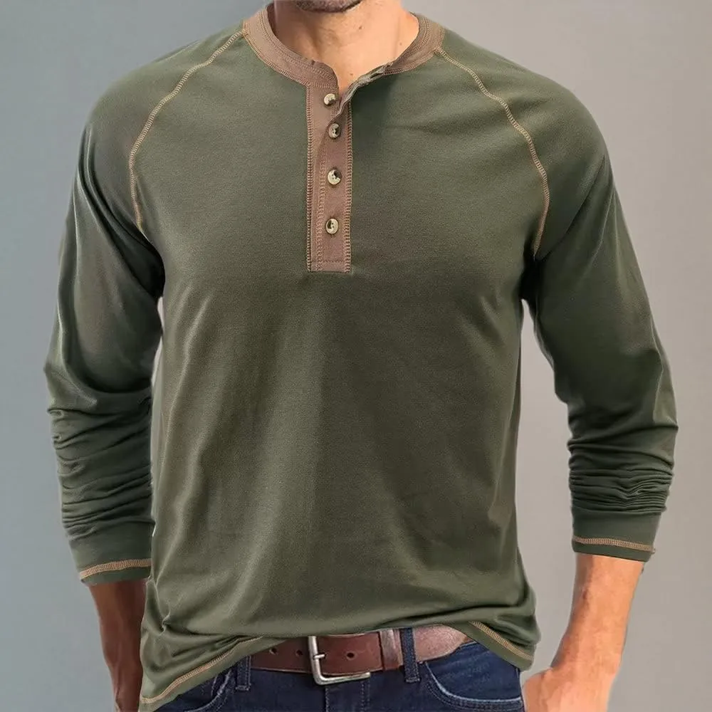Men's Henley Shirts Raglan Long Sleeve Casual Slim Fit Lightweight Fashion T-Shirts