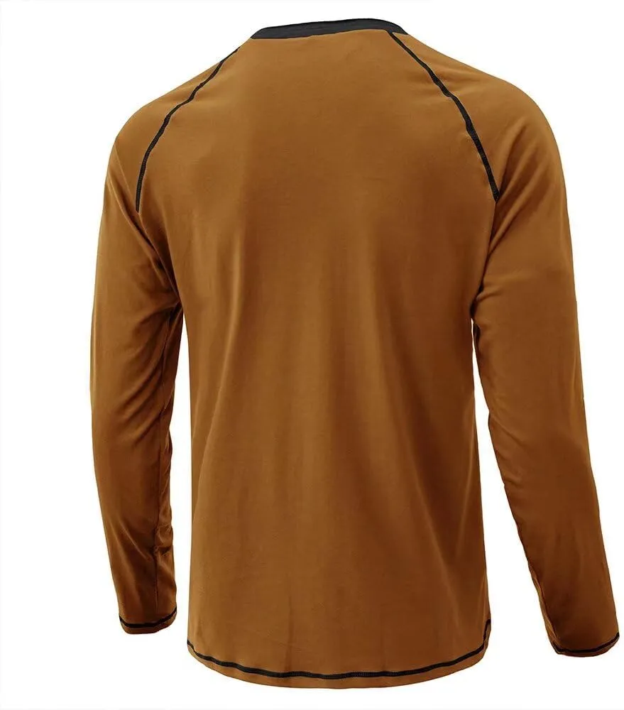 Men's Henley Shirts Raglan Long Sleeve Casual Slim Fit Lightweight Fashion T-Shirts