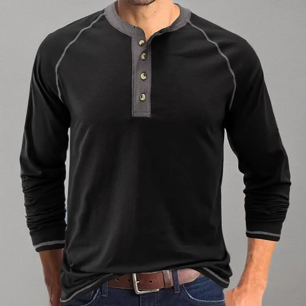Men's Henley Shirts Raglan Long Sleeve Casual Slim Fit Lightweight Fashion T-Shirts