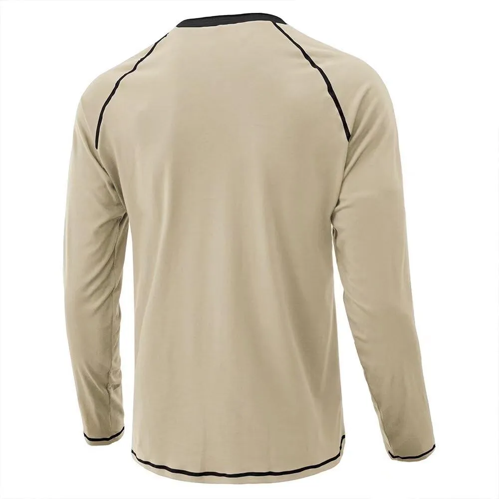 Men's Henley Shirts Raglan Long Sleeve Casual Slim Fit Lightweight Fashion T-Shirts