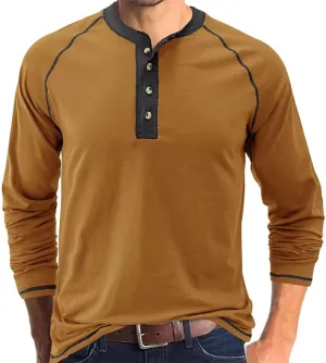 Men's Henley Shirts Raglan Long Sleeve Casual Slim Fit Lightweight Fashion T-Shirts