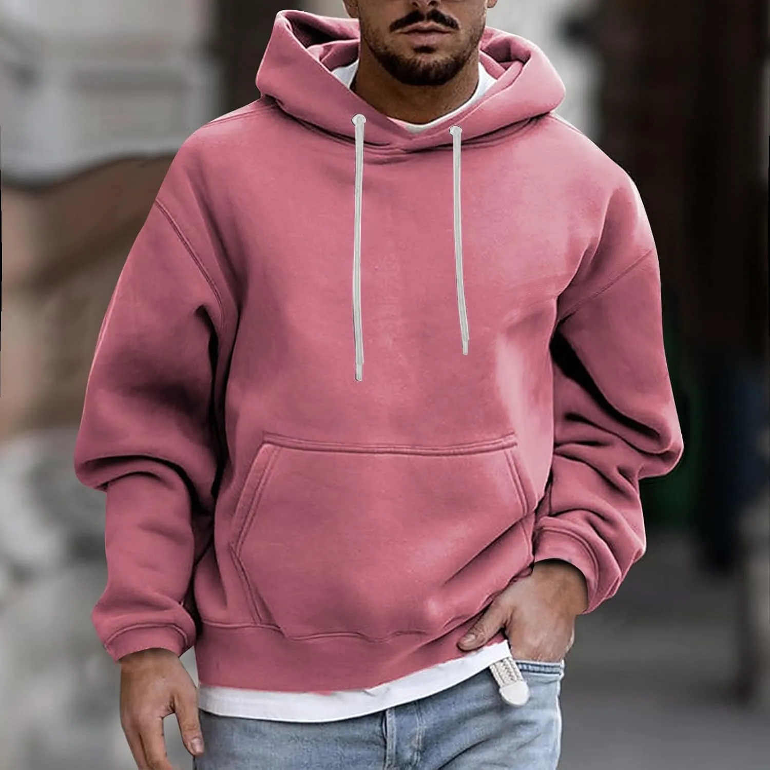 Men'S Hoodies,Big And Tall Plain Hoodie Sweatshirts Fashion Hooded Pullover Casual Long Sleeve Fall Top M-4Xl