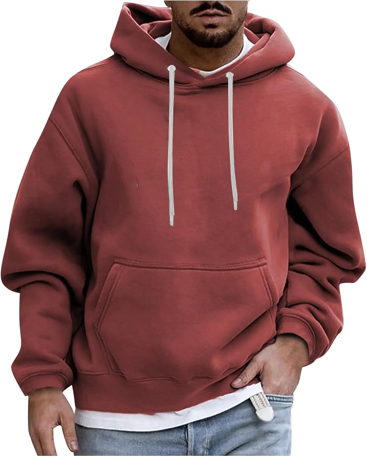 Men'S Hoodies,Big And Tall Plain Hoodie Sweatshirts Fashion Hooded Pullover Casual Long Sleeve Fall Top M-4Xl
