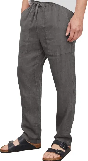 Mens Linen Pants Lightweight Wide Leg Lounge Pants with Pockets Casual Summer Elastic Waisted Pants Linen Trousers