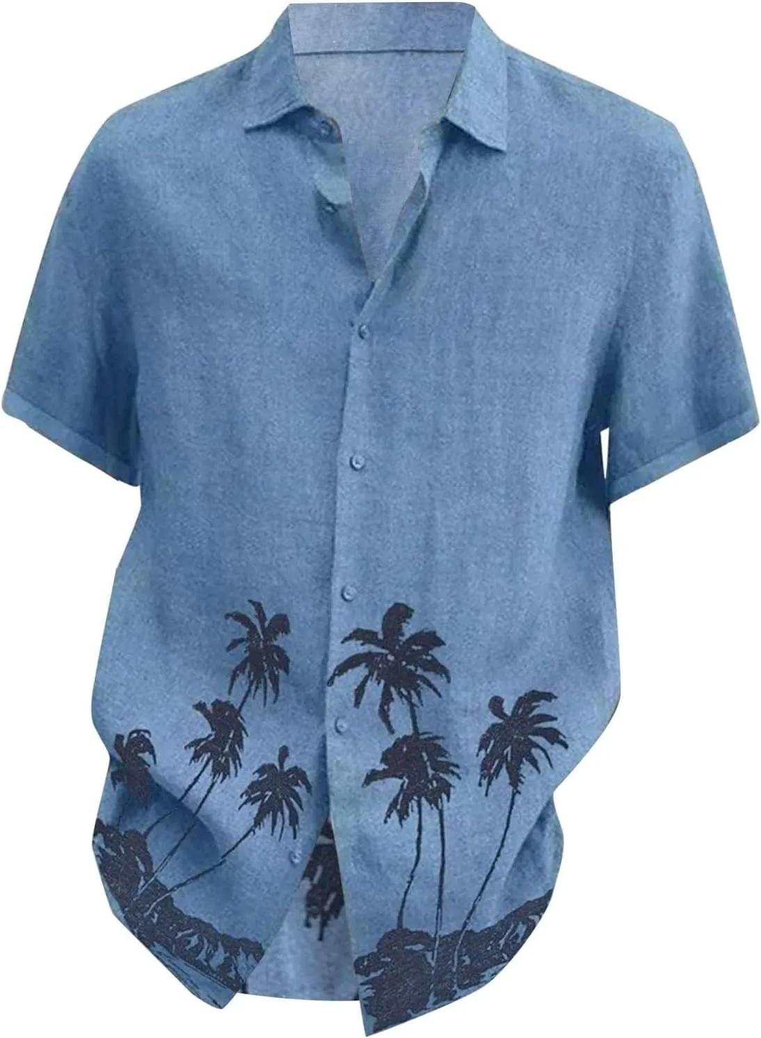 Men's Linen Shirts Big and Tall Short Sleeve Casual Button Down Shirts Lightweight Summer Beach Dress Shirts Tops