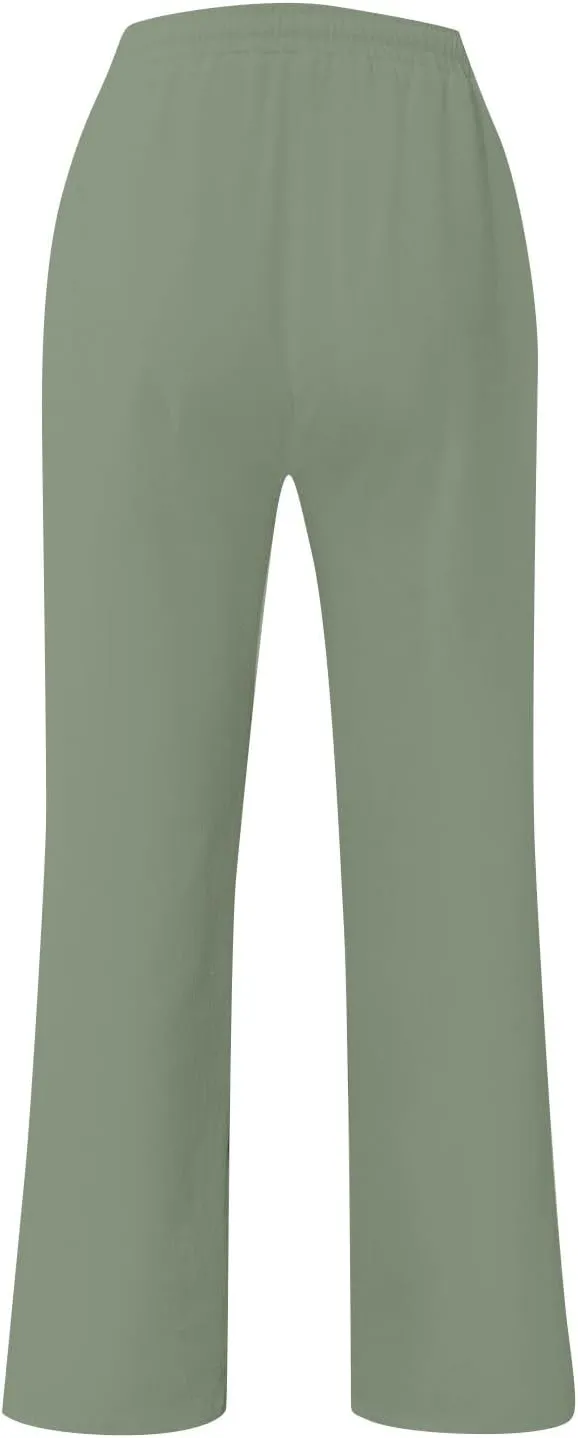 Mens Pants Casual Summer Lightweight Elastic Waist Linen Pants Baggy Business Work Pants with Pockets Trousers Pants