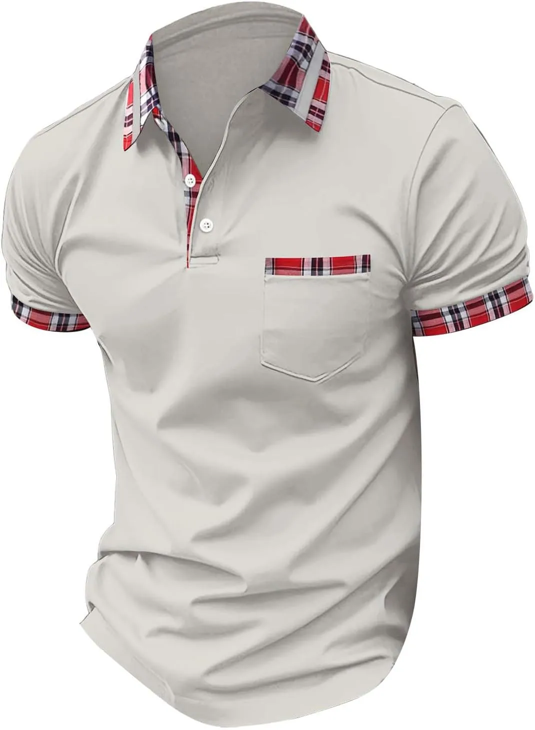 Men's Quarter Button Polo Shirts Casual Knit Short Sleeve Ribbed Polo T Shirt Classic Fit Golf Shirts Activewear Tops