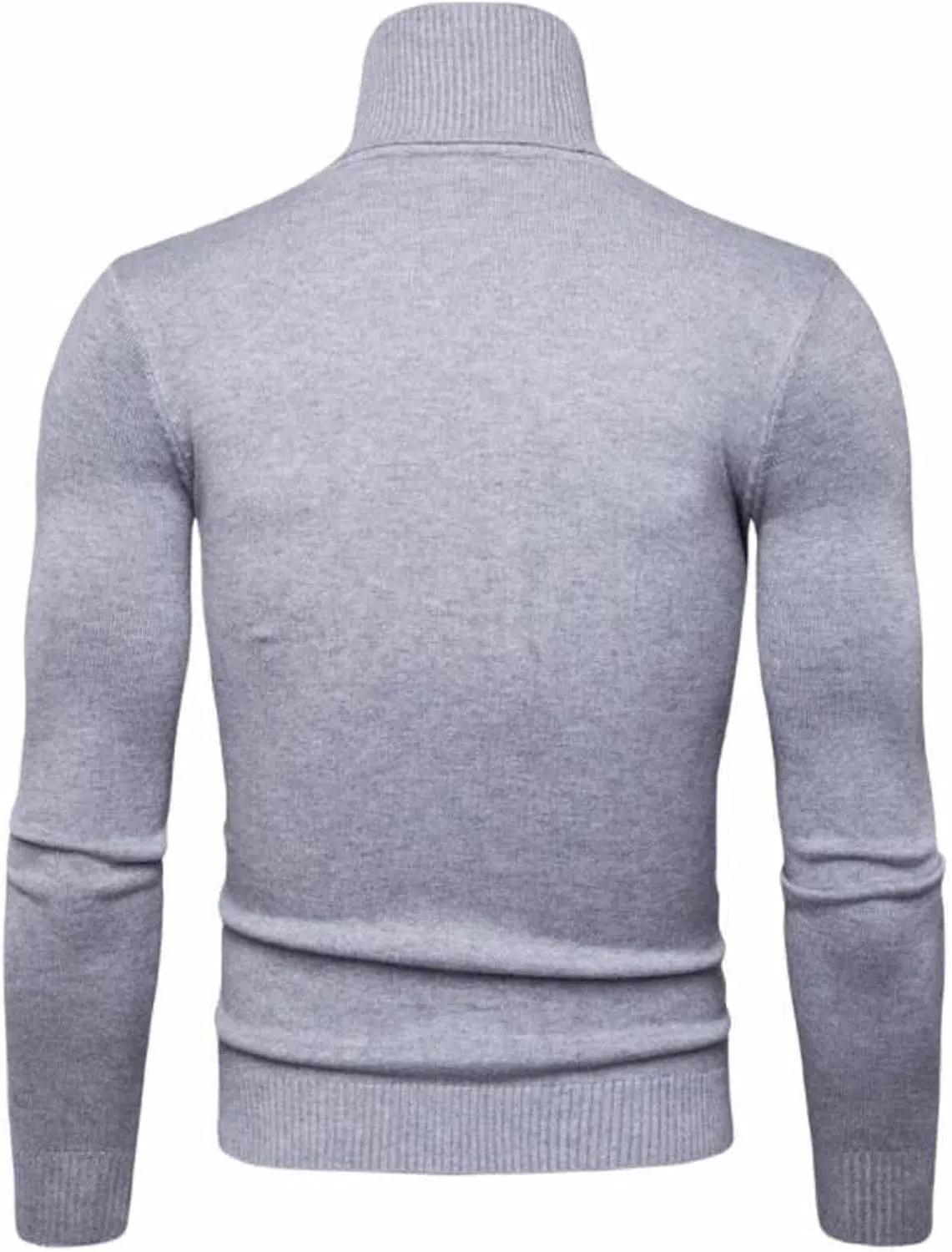 Mens Ribbed Slim Fit Knitted Turtleneck Pullover Sweater Classic Stretch Long Sleeve Basic Casual Solid Jumper Tops